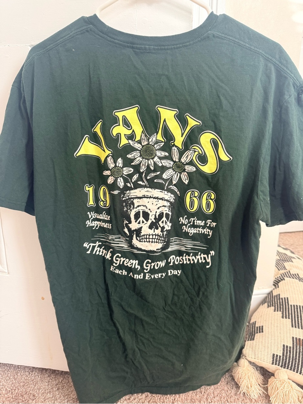 Vans Dark Green Graphic Logo Tee with Floral Shield - Picture 2 of 3